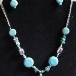 Beautiful Blue Turquoise Necklace And Earring Set