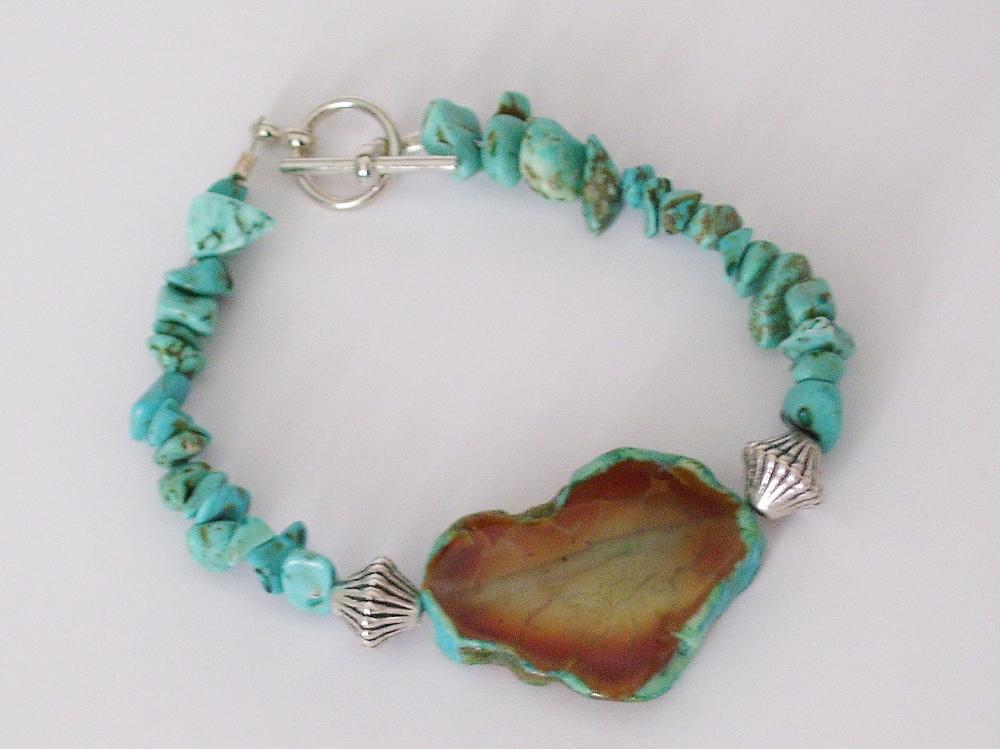 Bracelet, Agate And Turquoise
