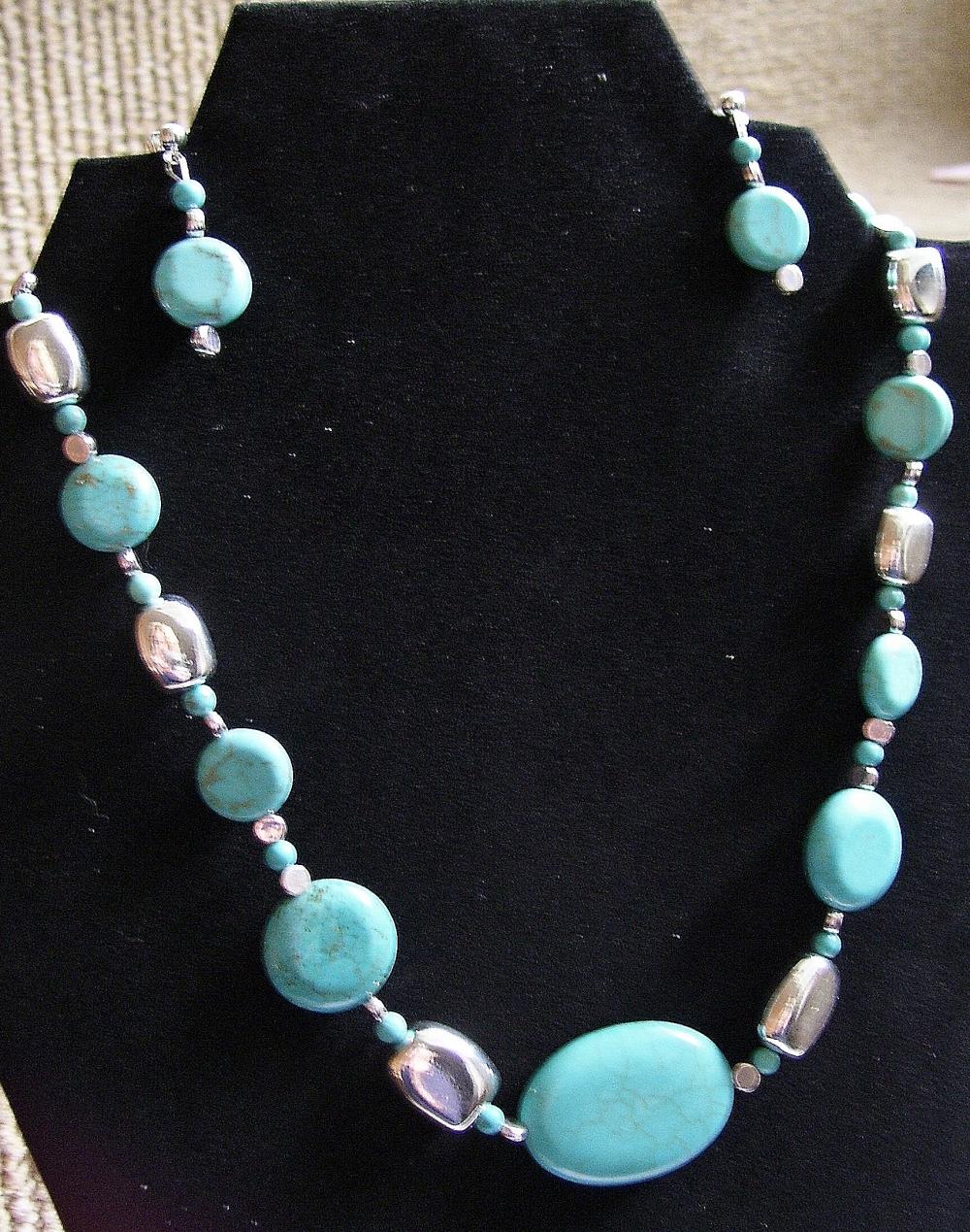 Blue Turquoise Handmade Necklace & Earring Set on Luulla