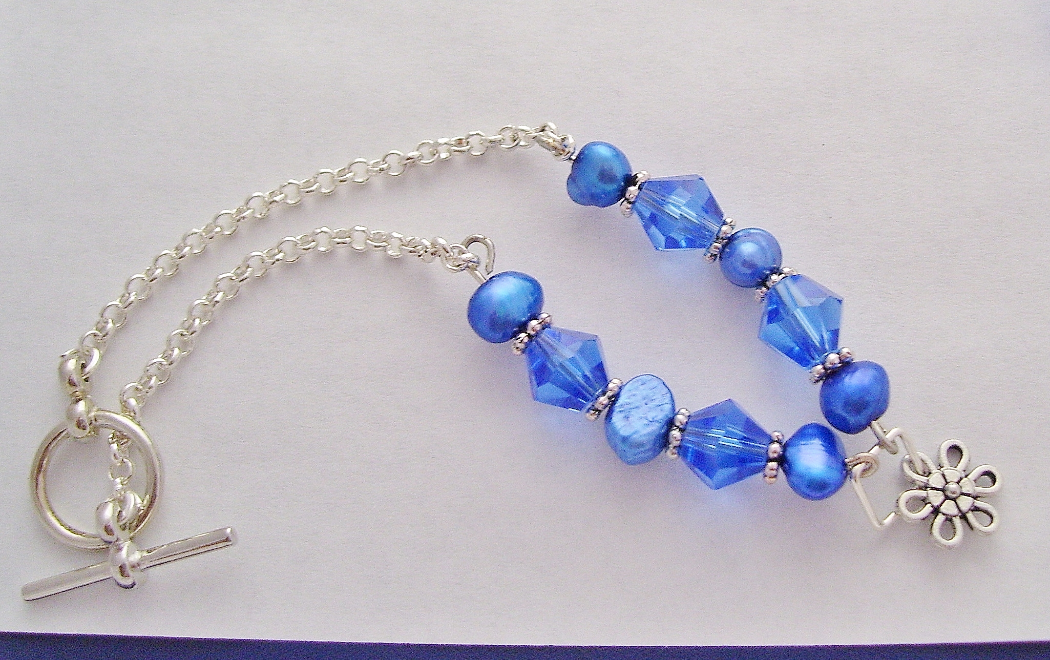 Cobalt Blue Crystal & Fresh Water Pearl Necklace Set on Luulla